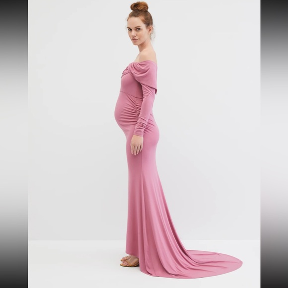 NWT Motherhood Maternity Off the Shoulder Maternity Gown and Photoshoot Dress - Picture 3 of 4